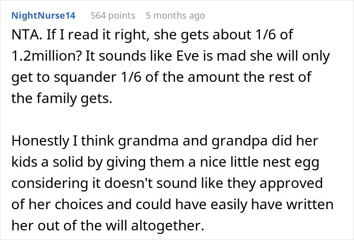 Woman Feels Entitled To Family’s Life-Changing Inheritance Just Because She Has 5 Kids, Gets A Reality Check Woman Feels Entitled To Family’s Life-Changing Inheritance Just Because She Has 5 Kids, Gets A Reality Check