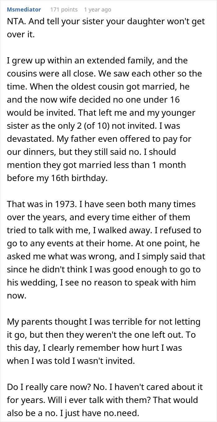 Niece Refuses To Invite Aunt To Her Birthday After Wedding Exclusion, Aunt Turns Passive-Aggressive Niece Refuses To Invite Aunt To Her Birthday After Wedding Exclusion, Aunt Turns Passive-Aggressive