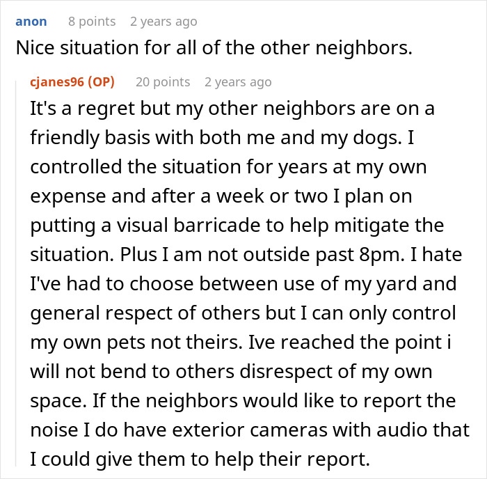 Bad Neighbors Scream At Lady For Using Her Own Yard Due To Their Reactive Dogs, She Gets Revenge Bad Neighbors Scream At Lady For Using Her Own Yard Due To Their Reactive Dogs, She Gets Revenge