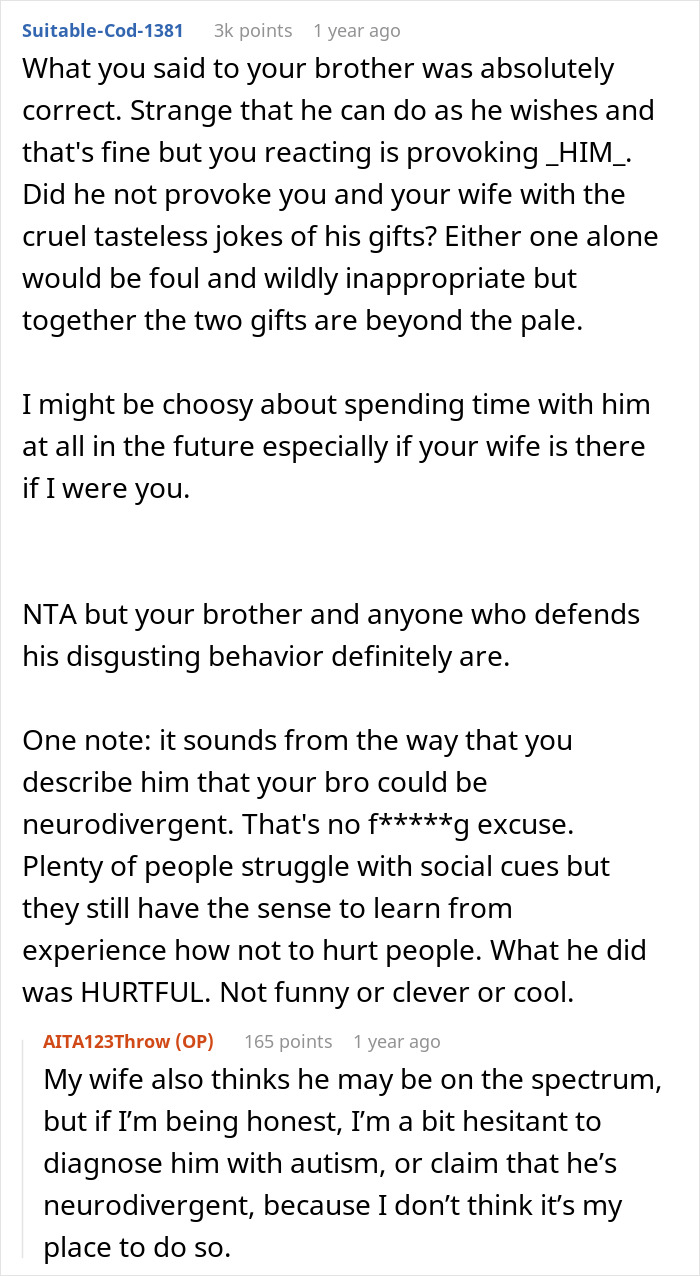 “Inconsiderate, Insecure, Pompous”: Brother's Thoughtless Gift Leads To Showdown At Dinner “Inconsiderate, Insecure, Pompous”: Brother's Thoughtless Gift Leads To Showdown At Dinner