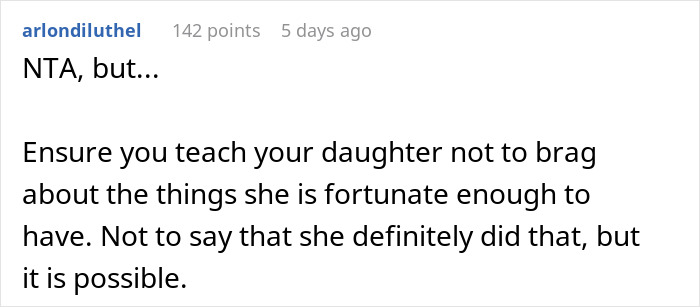 "AITA For Getting My Daughter A Designer Bag When Not Everyone In The Group Could Afford It?" "AITA For Getting My Daughter A Designer Bag When Not Everyone In The Group Could Afford It?"