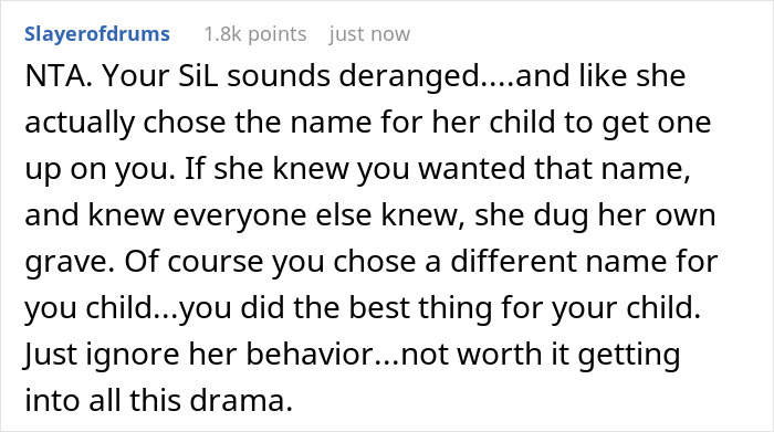 Woman’s Dream Baby Name Gets Lifted By SIL So She Just Picks Another One To SIL’s Rage And Dismay Woman’s Dream Baby Name Gets Lifted By SIL So She Just Picks Another One To SIL’s Rage And Dismay