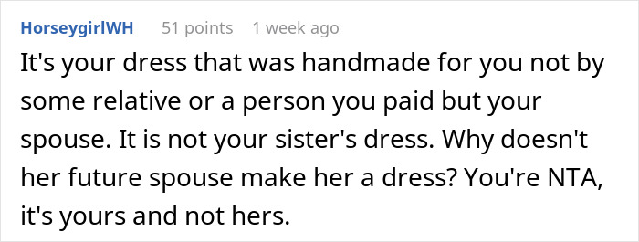 "Hide Your Dress, Please": Folks Shocked By Woman Demanding Sis Let Her Borrow Custom Wedding Dress "Hide Your Dress, Please": Folks Shocked By Woman Demanding Sis Let Her Borrow Custom Wedding Dress