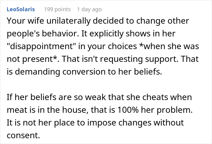 "AITA For Secretly Cheating On Our Vegetarian Diet That My Wife Made Our Family Do?" "AITA For Secretly Cheating On Our Vegetarian Diet That My Wife Made Our Family Do?"