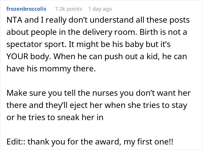 Man Explodes At Pregnant Wife After She Says Her Toxic MIL Won’t Be Allowed In The Delivery Room Man Explodes At Pregnant Wife After She Says Her Toxic MIL Won’t Be Allowed In The Delivery Room