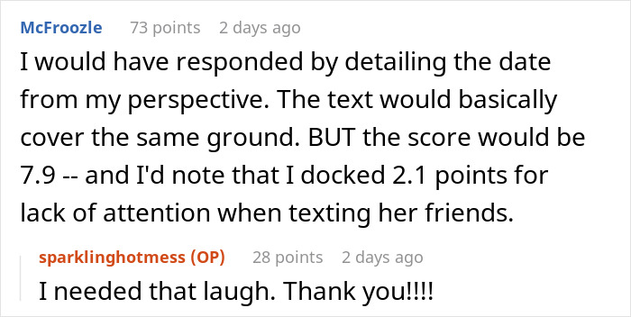Woman Accidentally Texts A Detailed First Date Review And Rating To Her Date Woman Accidentally Texts A Detailed First Date Review And Rating To Her Date