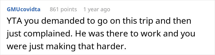 Netizens Call Out Nagging Wife Who Forced Hubby To Take Her Along On Work Trip And Ruined It Netizens Call Out Nagging Wife Who Forced Hubby To Take Her Along On Work Trip And Ruined It