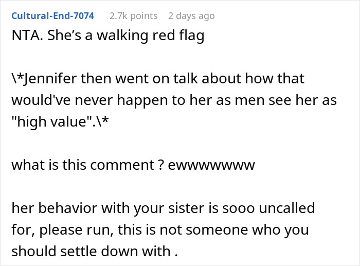 Woman Criticizes BF's Sister's Love Life, BF Fires Back Saying She Gave Him The 'Ick' Woman Criticizes BF's Sister's Love Life, BF Fires Back Saying She Gave Him The 'Ick'