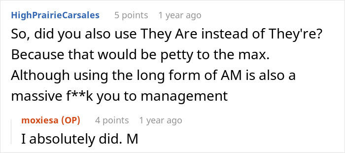 Woman Maliciously Complies With “No Abbreviations” Rule, Makes Supervisor Look Stupid Woman Maliciously Complies With “No Abbreviations” Rule, Makes Supervisor Look Stupid