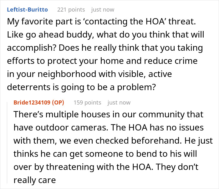 Neighbor Goes Ballistic When Homeowner Refuses To Move Her Cameras To Cover His House Too Neighbor Goes Ballistic When Homeowner Refuses To Move Her Cameras To Cover His House Too