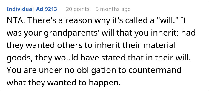 Family Regrets Treating Daughter Poorly After She Refuses To Share Her $700k Inheritance Family Regrets Treating Daughter Poorly After She Refuses To Share Her $700k Inheritance
