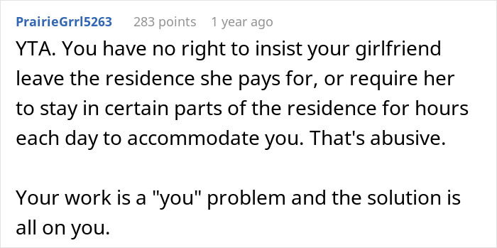 Man Doesn’t Understand Why GF Is Upset He Wants Her Out Of The House, Gets A Reality Check Man Doesn’t Understand Why GF Is Upset He Wants Her Out Of The House, Gets A Reality Check