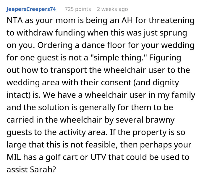 Bride Under Fire After Refusing To Exceed Budget For Brother’s Disabled Fiancée’s Needs Bride Under Fire After Refusing To Exceed Budget For Brother’s Disabled Fiancée’s Needs