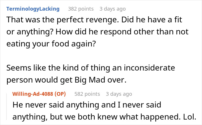 "They Never Asked And They Always Ate Everything": Woman Gets Revenge On Roommate "They Never Asked And They Always Ate Everything": Woman Gets Revenge On Roommate