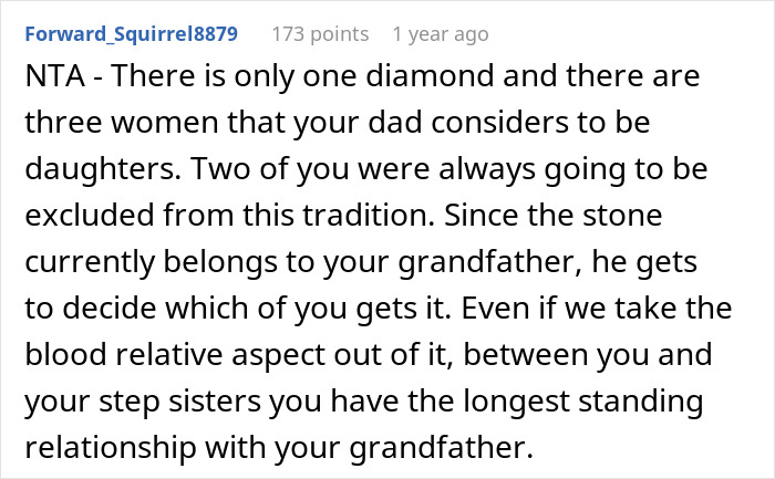 Bride-To-Be Wants Stepsister’s Heirloom Diamond For Engagement Ring, But Grandpa Says “No Way” Bride-To-Be Wants Stepsister’s Heirloom Diamond For Engagement Ring, But Grandpa Says “No Way”