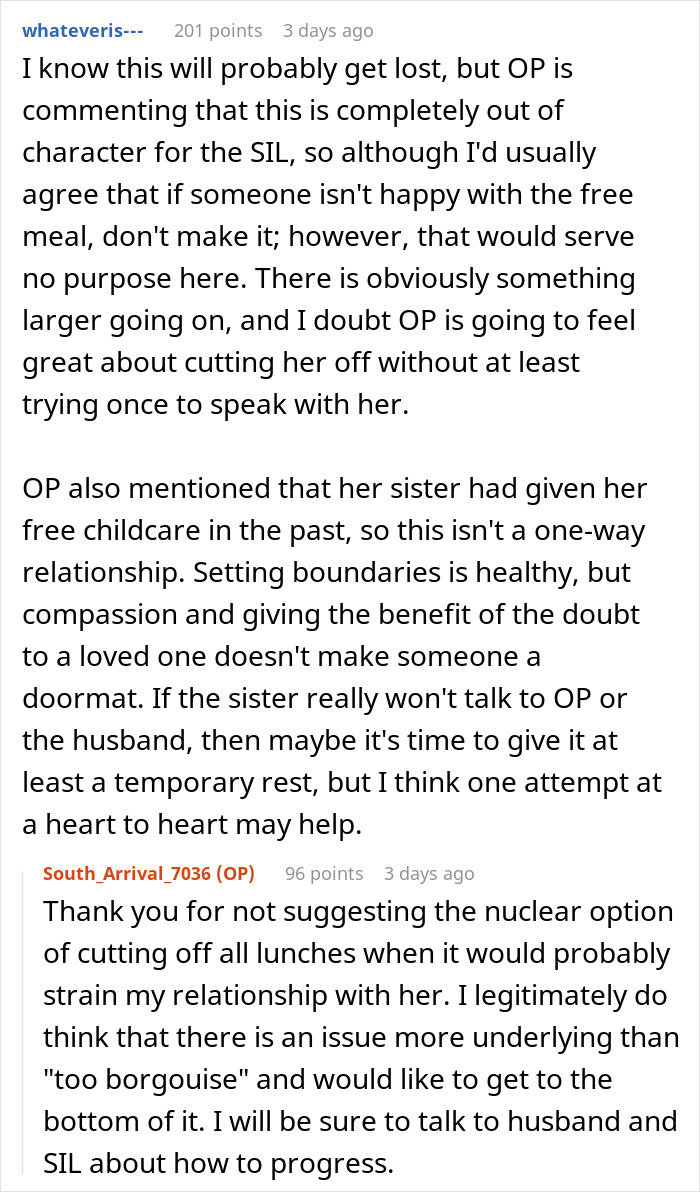 Woman Cooks For Her SIL Every Day, Gets Complaints About The Meals Being Too “Bourgeois” Woman Cooks For Her SIL Every Day, Gets Complaints About The Meals Being Too “Bourgeois”