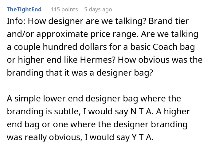"AITA For Getting My Daughter A Designer Bag When Not Everyone In The Group Could Afford It?" "AITA For Getting My Daughter A Designer Bag When Not Everyone In The Group Could Afford It?"