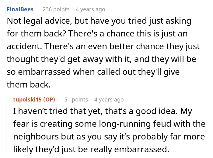 “We Called The Police”: Newcomer Discovers Her Bench And Plants Displayed In Neighbors’ Yard “We Called The Police”: Newcomer Discovers Her Bench And Plants Displayed In Neighbors’ Yard