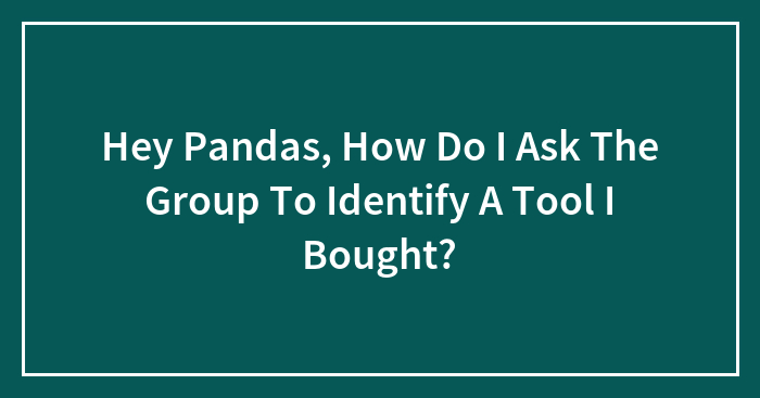 Hey Pandas, How Do I Ask The Group To Identify A Tool I Bought?