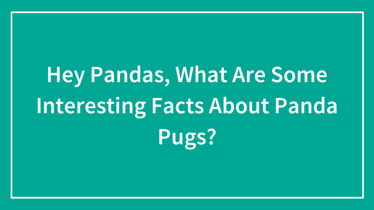 Hey Pandas, What Are Some Interesting Facts About Panda Pugs? (Closed)