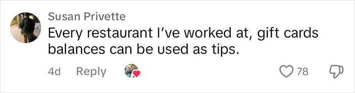 “Tipping Is Out Of Control”: Waitress Rejects 35% Gift Card Tip, Leaving Customer Confused “Tipping Is Out Of Control”: Waitress Rejects 35% Gift Card Tip, Leaving Customer Confused