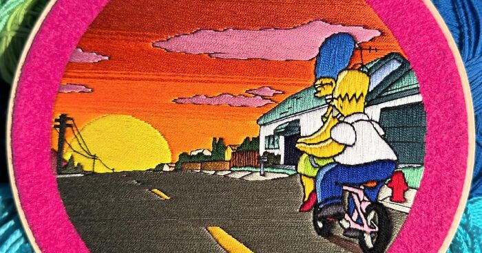 Simpsons Hour Chain Artist’s 44 Embroidered Scenes From The Simpsons That Take 10 To 30 ...