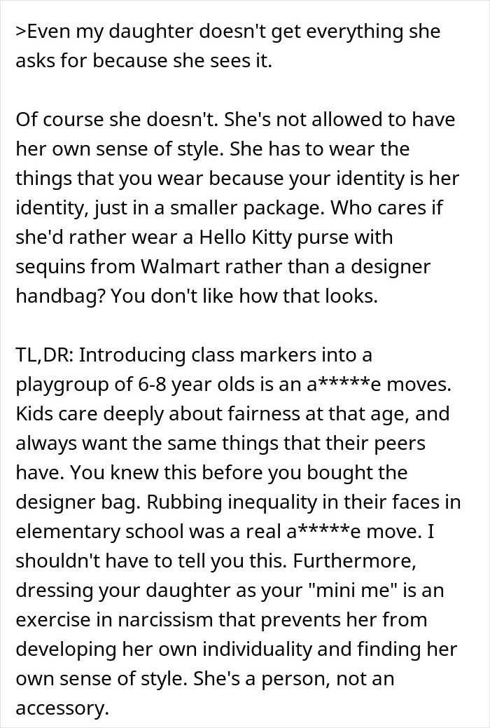 "AITA For Getting My Daughter A Designer Bag When Not Everyone In The Group Could Afford It?" "AITA For Getting My Daughter A Designer Bag When Not Everyone In The Group Could Afford It?"