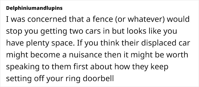 Person Fed Up With Neighbors As They Selfishly Use Both Driveways, Plans To Put Up A Wall Person Fed Up With Neighbors As They Selfishly Use Both Driveways, Plans To Put Up A Wall