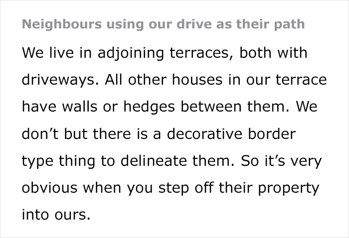 Person Fed Up With Neighbors As They Selfishly Use Both Driveways, Plans To Put Up A Wall Person Fed Up With Neighbors As They Selfishly Use Both Driveways, Plans To Put Up A Wall