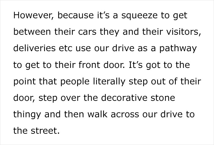 Person Fed Up With Neighbors As They Selfishly Use Both Driveways, Plans To Put Up A Wall Person Fed Up With Neighbors As They Selfishly Use Both Driveways, Plans To Put Up A Wall