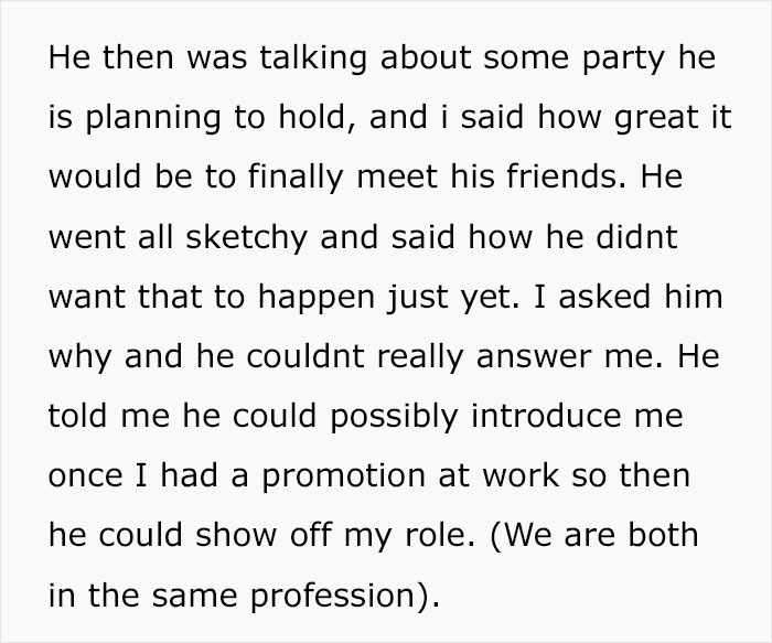 Woman Finds Out Why BF Doesn’t Want To Introduce Her To His Friends, Considers Ending Everything Woman Finds Out Why BF Doesn’t Want To Introduce Her To His Friends, Considers Ending Everything