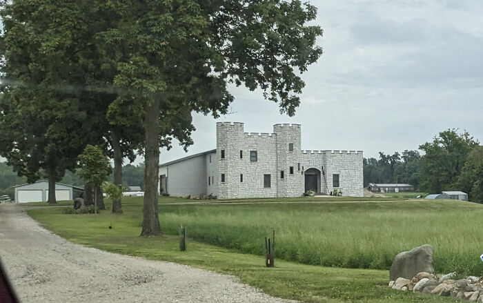 Spotted This Curiosity In Northeast Indiana... A Castle Facade On An Otherwise Normal House?