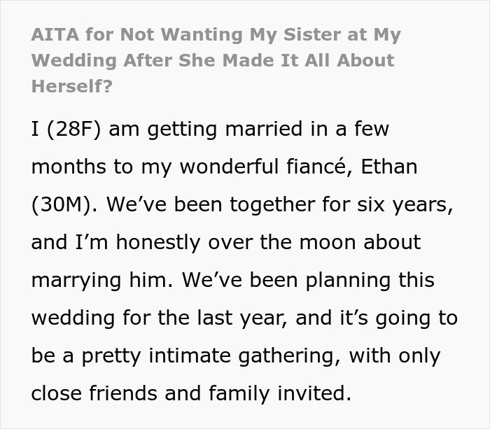 Pregnant Sister Plans Her Gender Reveal On Woman’s Wedding Weekend, Gets Uninvited Pregnant Sister Plans Her Gender Reveal On Woman’s Wedding Weekend, Gets Uninvited