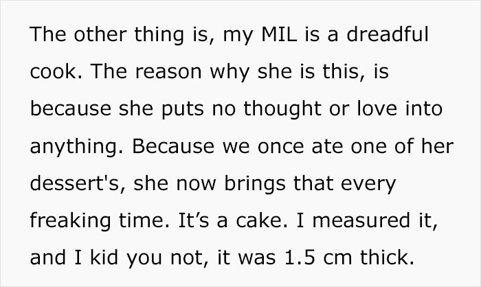 MIL Keeps Bringing Her Awful Food To DIL’s Parties Unasked, DIL Decides To Outdo Her MIL Keeps Bringing Her Awful Food To DIL’s Parties Unasked, DIL Decides To Outdo Her