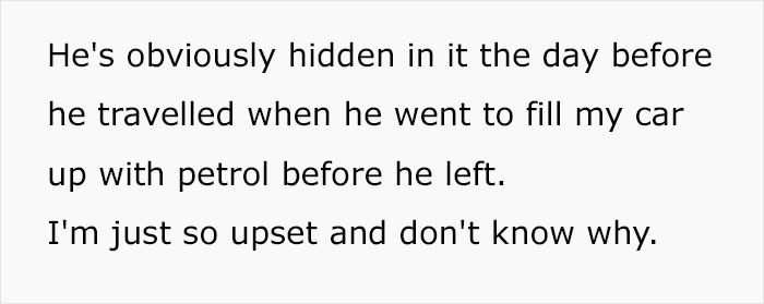 “He Doesn’t Know I Know”: Husband Leaves On A 3-Week Trip, Wife Finds A Tracker In Her Car “He Doesn’t Know I Know”: Husband Leaves On A 3-Week Trip, Wife Finds A Tracker In Her Car