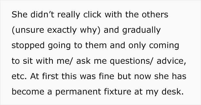 Woman Sick Of Clingy Coworker Who Complains About Everything And Invades Her Privacy Woman Sick Of Clingy Coworker Who Complains About Everything And Invades Her Privacy