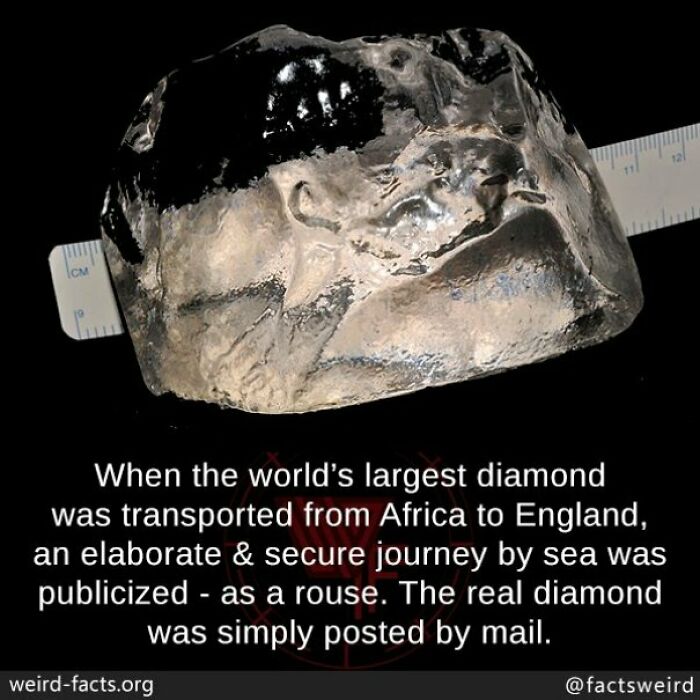 Largest diamond transport secret revealed, an amusing fun fact showing clever shipping from Africa to England.