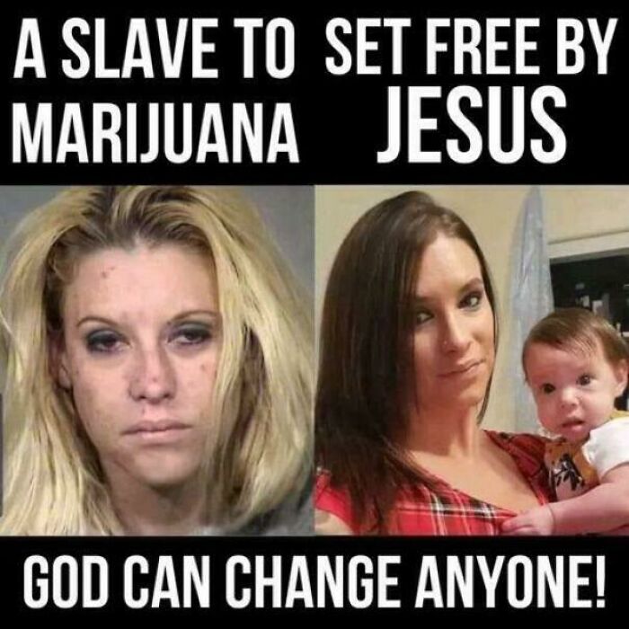 Two side-by-side images showing a woman's transformation, with overlaid text mistakenly conveying an unintended message.