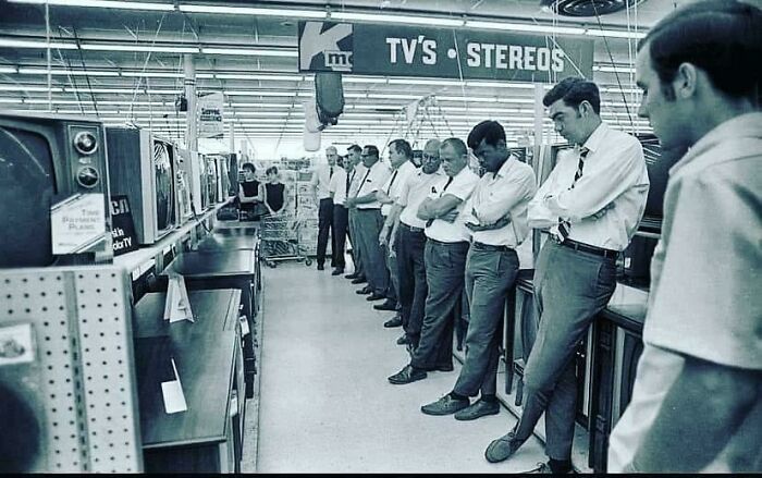 Kmart Employees In North Carolina Watching The Moon Landing. Photo Taken In July 16, 1969