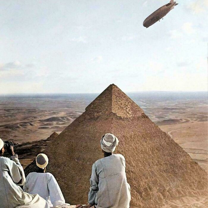 “Graf Zeppelin” Flying Over The Pyramids Of Giza, Egypt, 1931