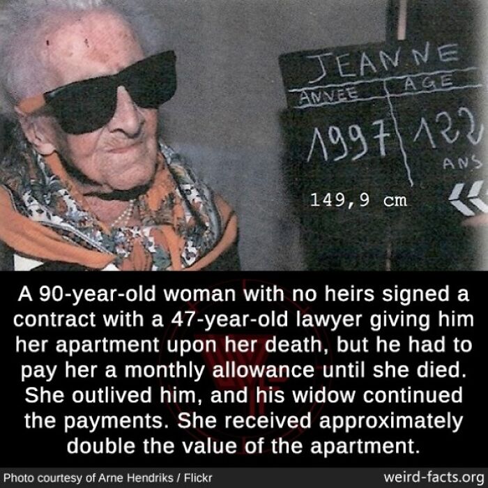 Elderly woman with sunglasses and scarf sharing a fascinating and amusing fun fact about a unique legal contract.