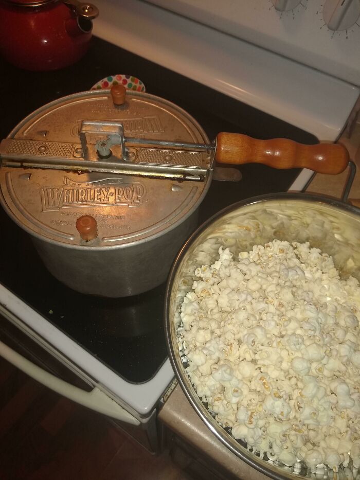 My Wife's Whirley-Pop That Her Grandmother Used. Still Makes Perfect Popcorn Every Time
