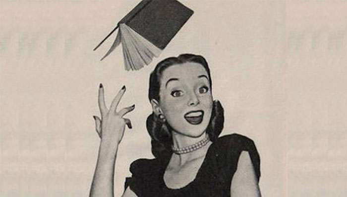 A vintage-style illustration of a cheerful woman with a big smile, tossing a book into the air with excitement. Her expression suggests a sense of relief or celebration, as if she has just finished studying or work. This image could be used to inspire a "funny group chat name" related to books, finishing tasks, or playful reactions to mundane situations. A vintage-style illustration of a cheerful woman with a big smile, tossing a book into the air with excitement. Her expression suggests a sense of relief or celebration, as if she has just finished studying or work. This image could be used to inspire a "funny group chat name" related to books, finishing tasks, or playful reactions to mundane situations.