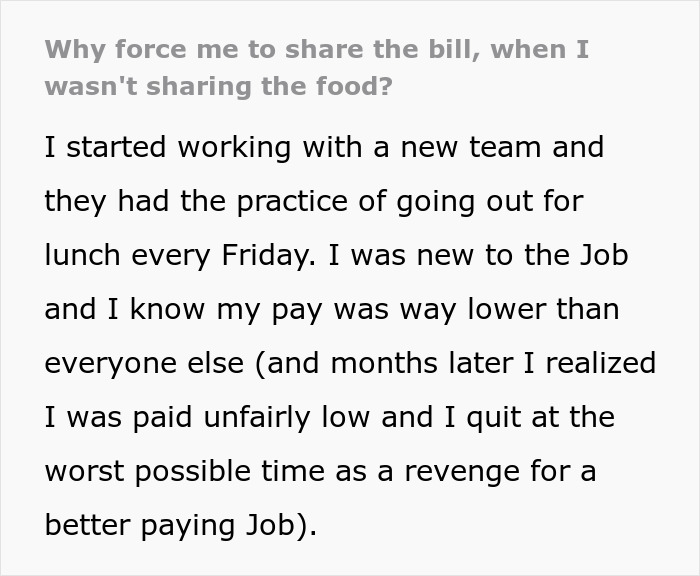 Guy Starts Ordering A Lot Of Food After Coworkers Refuse To Stop Splitting The Bill Guy Starts Ordering A Lot Of Food After Coworkers Refuse To Stop Splitting The Bill