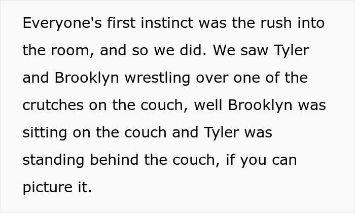 13YO Pulls Crutches Out Of Cousin's Hands And Throws Them Down Stairs, Mom Defends Him 13YO Pulls Crutches Out Of Cousin's Hands And Throws Them Down Stairs, Mom Defends Him