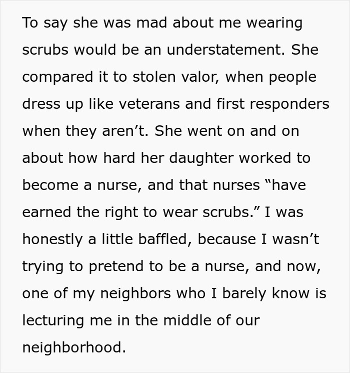 Student Gets Criticized By Neighbor As She's Not A Nurse But Is Wearing Scrubs, Seeks Advice Online Student Gets Criticized By Neighbor As She's Not A Nurse But Is Wearing Scrubs, Seeks Advice Online