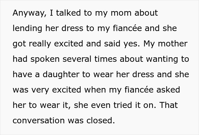 Dad Pressures His Soon-To-Be DIL To Wear His Late Wife’s Wedding Dress Decades After She Died Dad Pressures His Soon-To-Be DIL To Wear His Late Wife’s Wedding Dress Decades After She Died