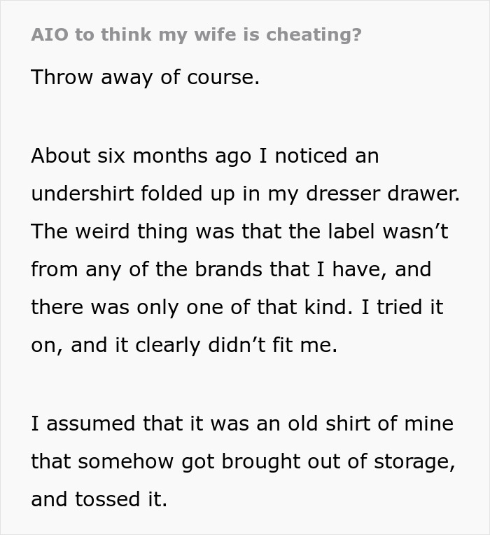 Guy Inexplicably Keeps Finding Other Men’s Clothes In His House After Being Away, Wife Has No Idea Guy Inexplicably Keeps Finding Other Men’s Clothes In His House After Being Away, Wife Has No Idea