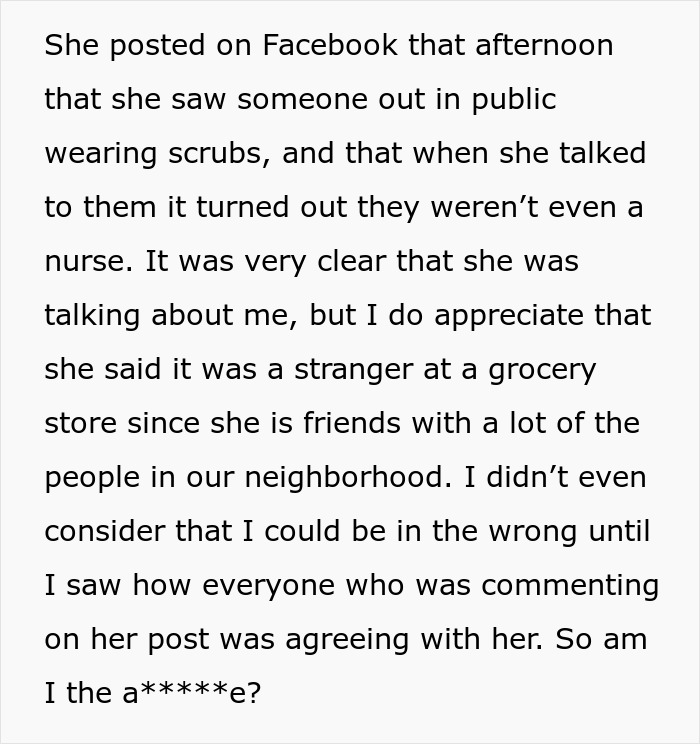 Student Gets Criticized By Neighbor As She's Not A Nurse But Is Wearing Scrubs, Seeks Advice Online Student Gets Criticized By Neighbor As She's Not A Nurse But Is Wearing Scrubs, Seeks Advice Online