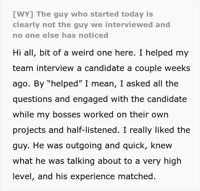 Man Confused When New Coworker Is Not The Same As The Person He Interviewed Man Confused When New Coworker Is Not The Same As The Person He Interviewed